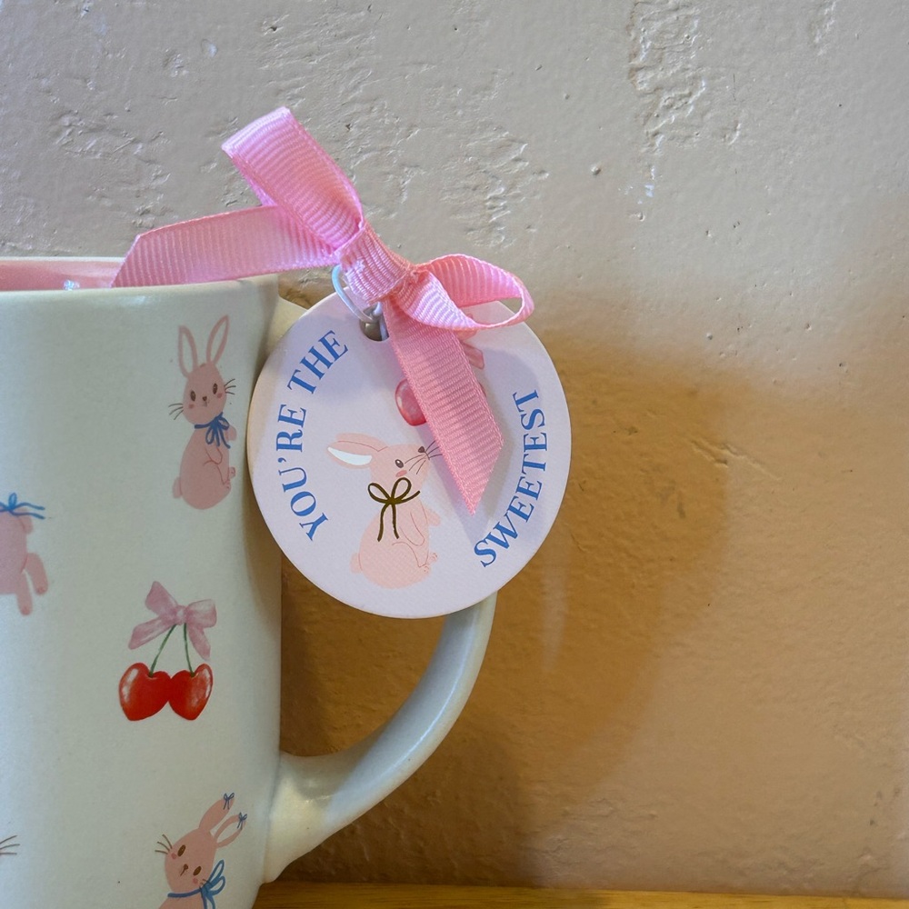 You’re The Sweetest Ceramic Mug With Bunny And Cherry Graphics NWTS - Picture 3 of 7